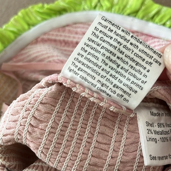 Rococo Sand Leia Bodysuit - Stretchy Smocked- green/pink - XS - Picture 7 of 11